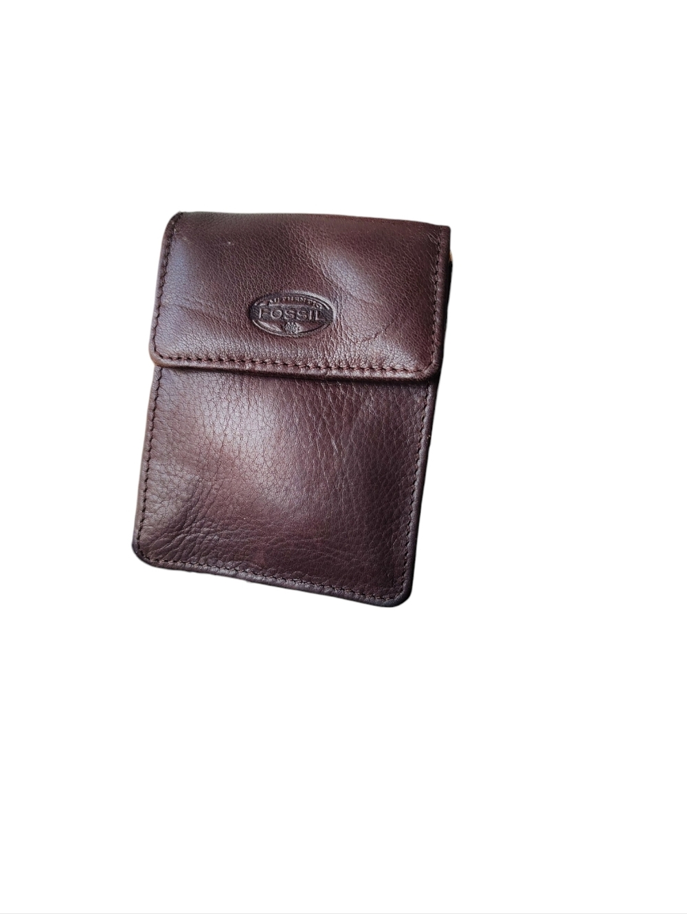 Fossil Dark Brown Leather ID Wallet Keychain Pouch
